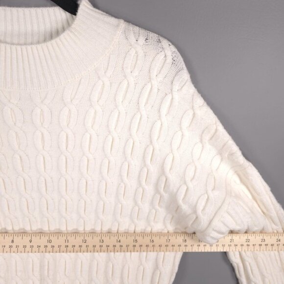 NWT JASON WU Cable Knit Rib Hem & Cuffs Pullover Sweater Ivory JW453000 LARGE - Picture 5 of 11